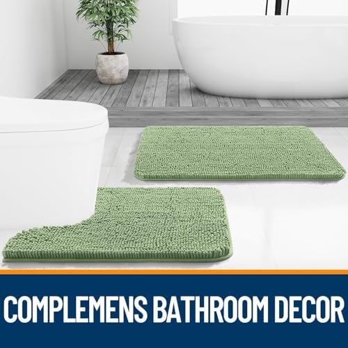 OLANLY Toilet Rugs U-Shaped 24x24, Soft Absorbent Chenille Contour Rugs - Image 7