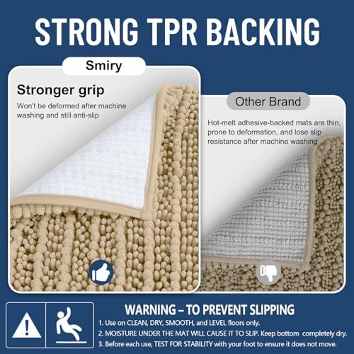 Smiry Bathroom Rugs 47X17, Extra Soft Rubber Backing Chenille Bath Mats - Image 3