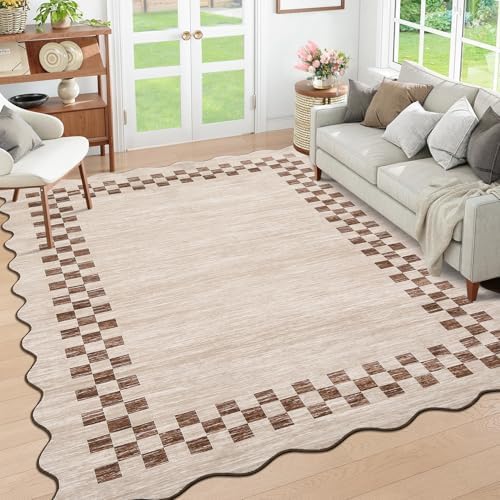 GarveeHome 4x6 Area Rug Small Washable Living Room Carpet Scalloped Rug by GarveeHome