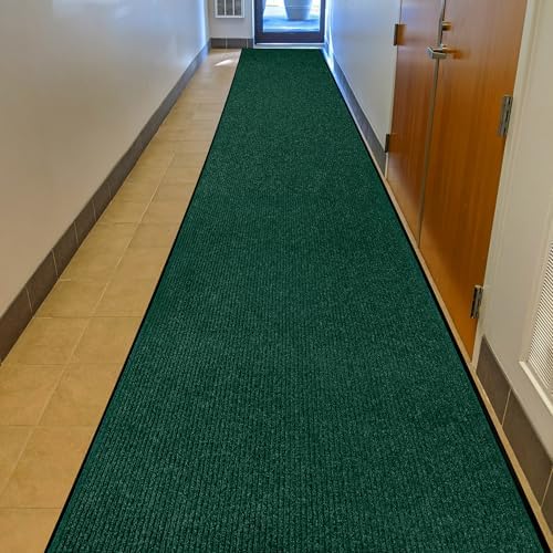 Durable Rubber Door Mat - Heavy Duty, Indoor/Outdoor, Easy Clean, Waterproof, Low-Profile Mat for Entry, Patio, Garage - Stylish (Green, 16' x 3' (Mud Trapper)) by MaxMat