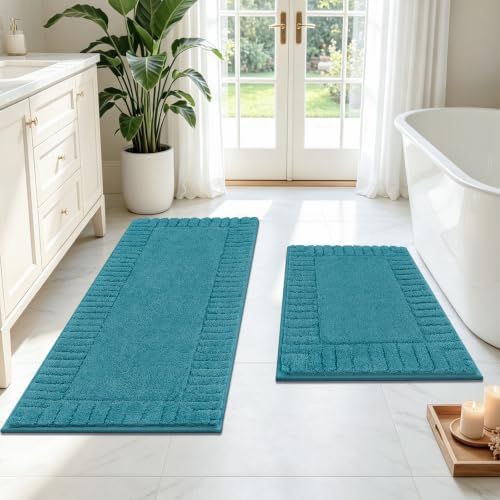 Pauwer Bathroom Rugs Sets 2 Piece, Non Slip Plush Bath Mats, Dark Grey by Pauwer