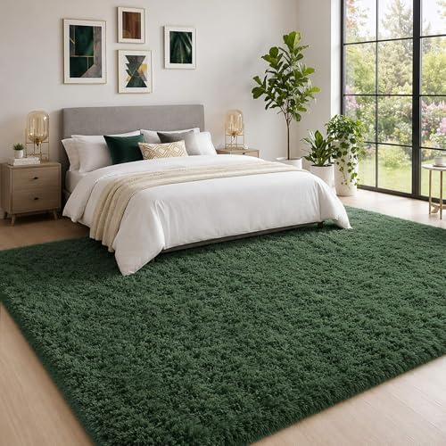6x9 Ft Green Fluffy Area Rug for Living Room, Soft Washable - Image 2