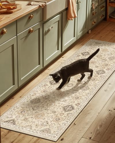 Machine Washable Hallway Runner Rug: 2'6"x8' Kitchen Rugs Stain Resistant Non Slip Low Pile Soft Carpet Runners for Hallways Indoor Entryway Kitchen Beside Bedroom Bathroom Farmhouse by palohom