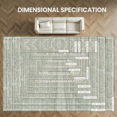 Runner Rug 2x5 Washable Runners for Hallways, Kitchen Runner Entryway Green - Image 3