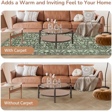 OPPODREAM Vintage Dark Green Area Rugs 4x6, Washable Rug for Living Room - Image 7