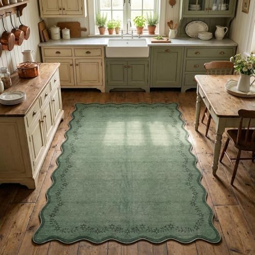 GarveeHome 3x5 Scalloped Washable Area Rug Non Slip Bedroom Entryway Rug - Image 3