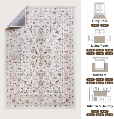 8x10 Area Rugs for Living Room, Washable Area Rug, Beige - Image 2