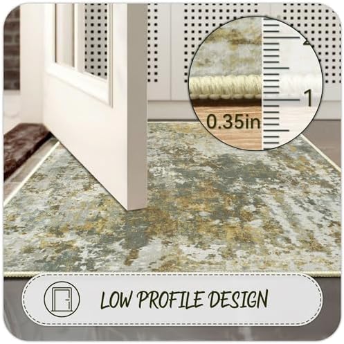 Green Rug Runners for Hallways Kitchen 2.6x8 Non Slip Washable Entryway Runner Rugs with Rubber Backing 8ft Long Carpet Runner for Laundry Bedroom, Low Pile Stain & Fade Resistant, Sage Green - Image 4