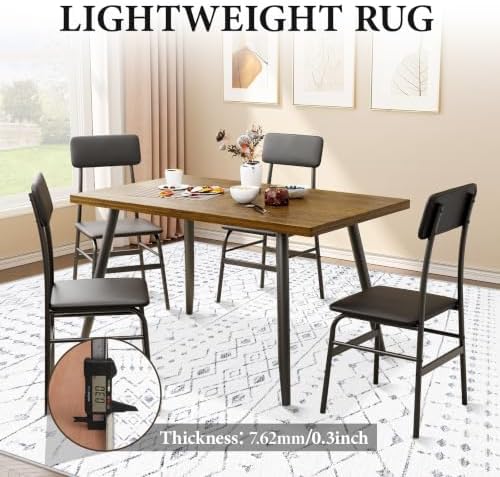 Area Rug for Living Room 9x12: Large Washable Boho Moroccan Rugs Geometric Neutral Rug, Non-Slip Foldable Morden Farmhouse Indoor Floor Carpet for Bedroom Dining Table Home(Geometric Grey, 9'X12') - Image 6