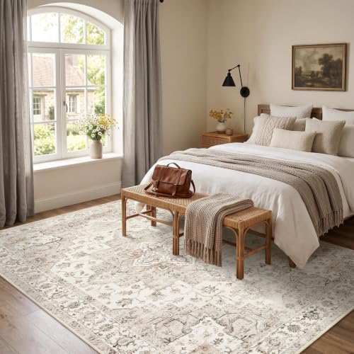 Garvee 5x7 Washable Area Rug Soft Vintage Boho Brown Bedroom Rug Non Slip - Image 3