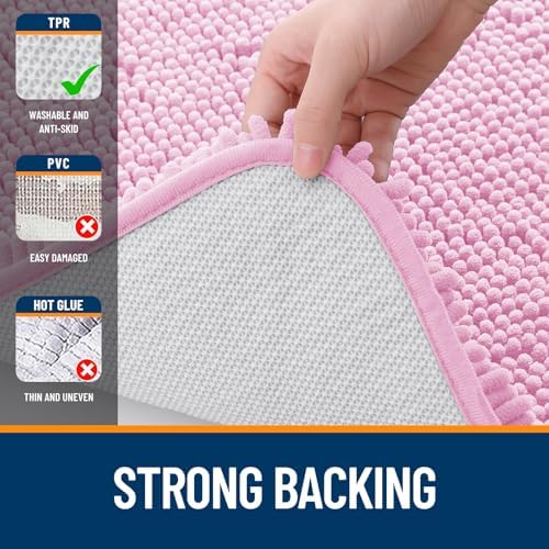 OLANLY Bathroom Runner Rugs 47x17, Extra Soft Absorbent Chenille Bath Rugs - Image 6