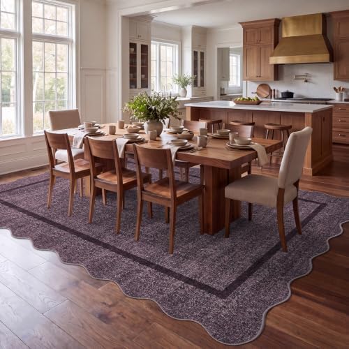GarveeHome Scalloped Washable Area Rugs 8x10 Rugs for Living Room, Purple - Image 2