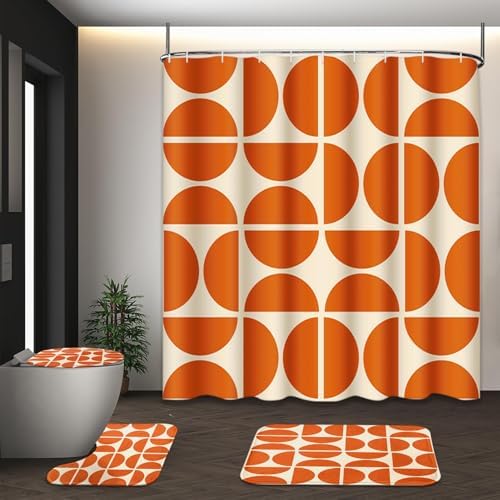 Bathroom Sets with Shower Curtain and Rugs Set of 4 Minimalist Boho by Tayney