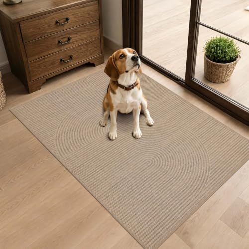Non-Slip Jute Rug for Entryway: 2x3 Outdoor Mat - Swirl Curved Pattern - Image 2