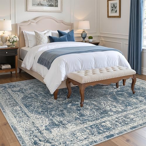 Madane 6x9 Area Rugs for Living Room, Washable Soft Rug Blue - Image 3