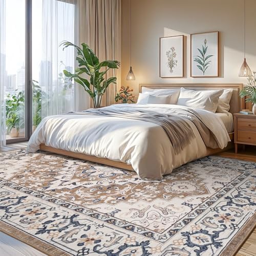 Lofus 10x14 Area Rugs for Living Room Bedroom, Boho Carpet Floral Brown - Image 2