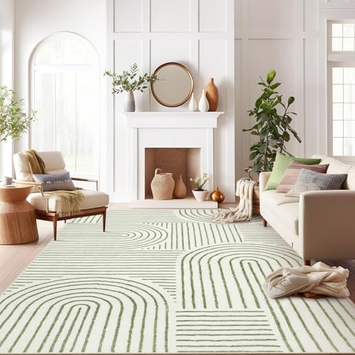 Lahome Abstract 10x14 Area Rugs for Living Room, Green Soft Washable Rugs - Image 4