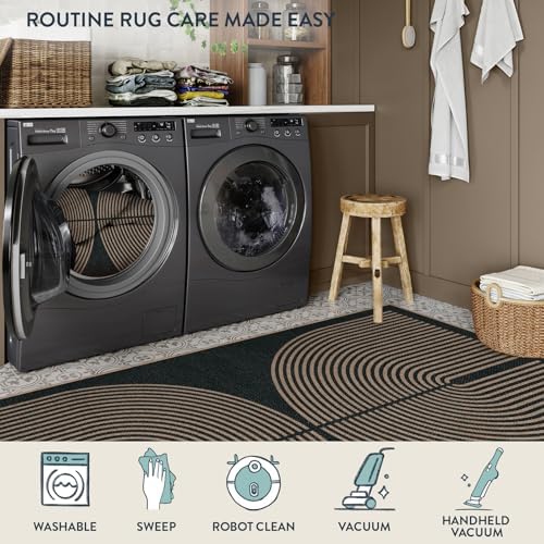 Lahome Modern Rainbow Round Rug 4ft, Circular Indoor Outdoor Kitchen Rug - Image 5