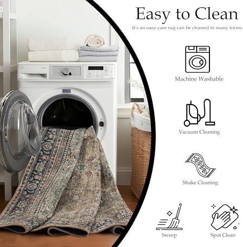 Ruaruarug Washable Small Area Rug 2×3 for Entryway, Soft, Vintage Brown - Image 3