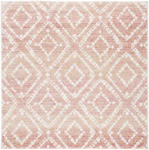 SAFAVIEH Adirondack Collection Area Rug - 6' Square, Rose & Gold, Modern Diamond Distressed Design, Non-Shedding & Easy Care, Ideal for High Traffic Areas in Living Room, Bedroom (ADR131Q) - Image 3