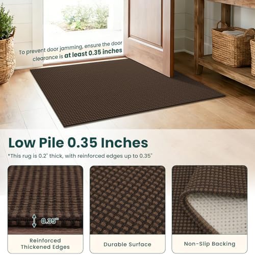 KOZYFLY Braided 2.5'x20' Runners Rugs for Hallway, Extra Long Washable Runner Rug, Woven Non Slip Kitchen Runner, Cotton Entryway Rug, Floor Carpet for Entry, Aisle, Hall, Brown/Dark Brown - Image 4