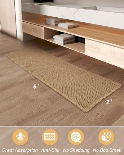 Upgraded Waffle Bath Mat Runner Absorbent Non Slip Bathroom Mat, 2' x 5' - Image 6