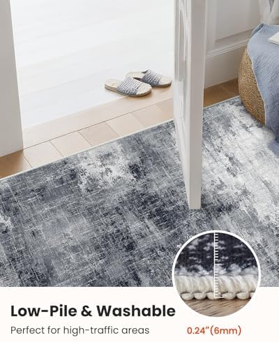 Amada Washable 10'x14' Abstract Area Rug for Living Room Grey - Image 5