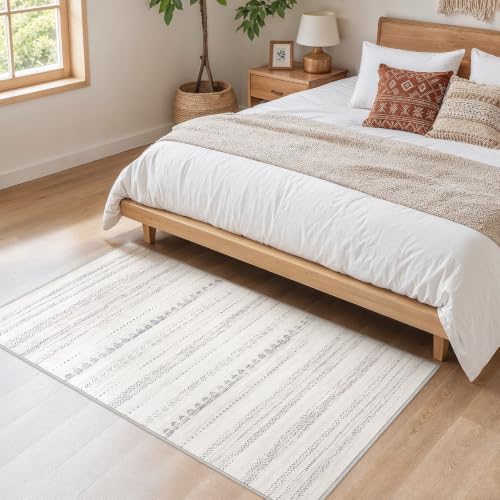 Nakagishi Boho 3x5 Area Rug Living Room Rugs Machine Washable Gray - Image 2