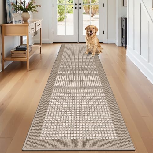 Ileading Hallway Runner Rug 2'x10' Heavy-Duty Durable Entryway Floor Mat with Non Slip Rubber Backing for Busy Traffic Extended Indoor Doormat Machine Washable Beige Kitchen Throw Rug for Corridor by Ileading