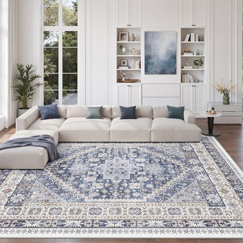 zesthome 10x12 Area Rugs for Living Room,Large Washable Rug,Blue - Image 4