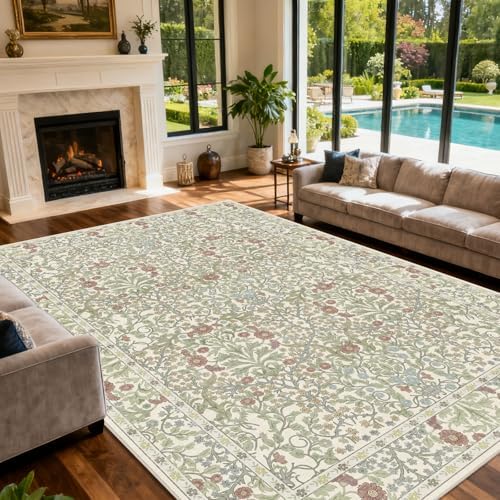 9x12 Washable Area Rugs for Living Room Soft Carpet (Light Green) - Image 4
