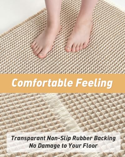 Upgraded Waffle Bath Mat Set of 2 Absorbent Bathroom Mat 17"x24" + 18"x30" - Image 3