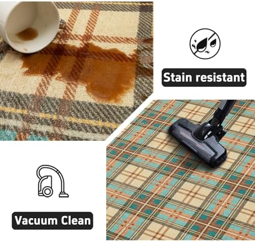 Ruaruarug Washable Area Rug 8×10 for Living Room, Ultra Soft, Plaid - Image 6