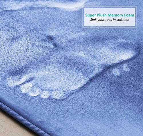 Clara Clark 2 Piece Bathroom Rugs, Velvet Memory Foam Bath Mat Set, Non-Slip Bath Rugs, Machine Wash, Dries Quickly, Ultra Soft Plush Bath Mats for Bathroom, 20 x 32 + Contour, Calm Blue - Image 6