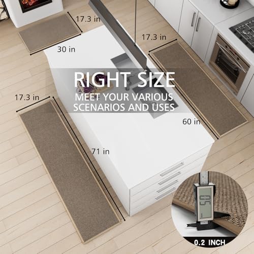SUMLANS Kitchen Mats Set of 2 PCS for Floor, Washable Non Slip Rugs, Brown - Image 2