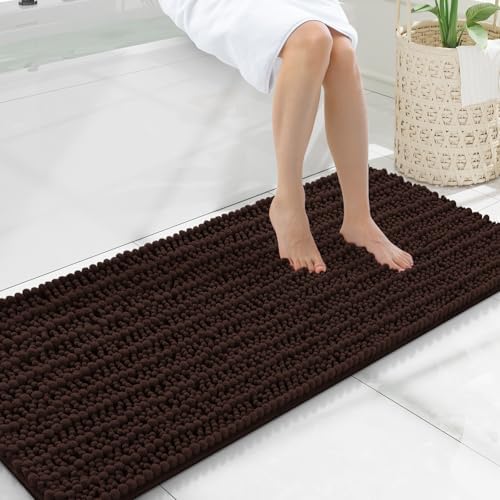Smiry Bathroom Rugs 47X20, Extra Soft Rubber Backing Chenille Bath Mats by Smiry