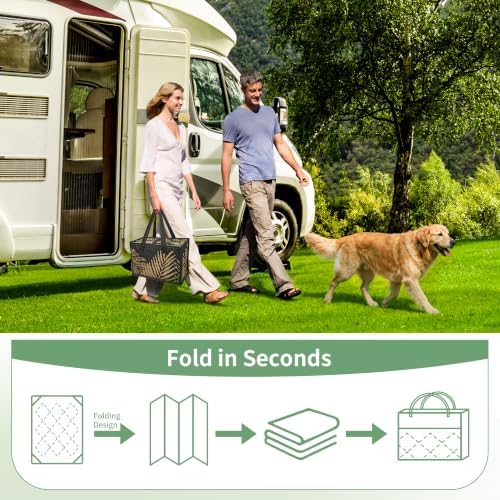 GENIMO Outdoor Rug 6' x 9' Waterproof for Patios Clearance, Reversible Plastic Straw Camping Carpet with Rectangle Storage Bag, Large Area Rugs and Mats for RVs,Garden, Beach, Black&Brown - Image 7