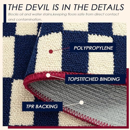 hicorfe Checkered Kitchen Rugs,Set of 2 Non Slip Kitchen Mats for Floor - Image 3