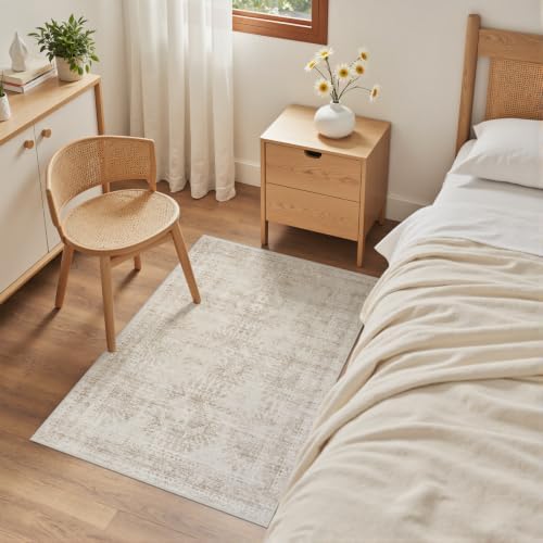 Washable Area Rugs 2x4: Neutral Living Room Bedroom Carpet Brown - Image 4