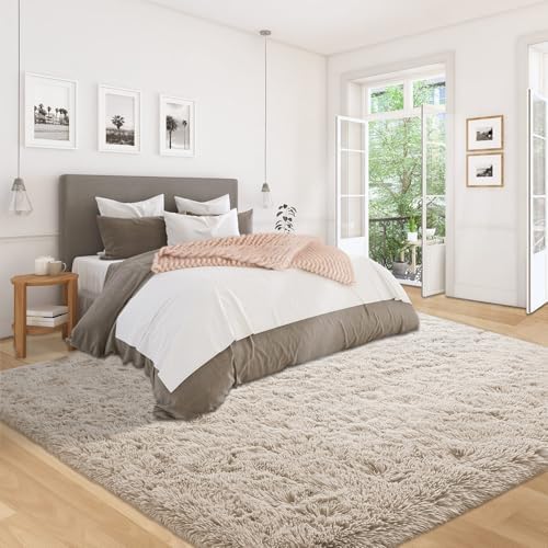 5x7 Area Rug for Living Room: Fluffy Shag Soft Washable Rugs Fuzzy Plush Indoor Carpet for Bedroom Nursery Playroom Dorm Kids Girls Boys Room (Camel, 5'x7') - Image 6