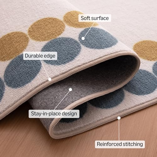 Amazon Basics Kids Printed Area Rug, Soft, Non-Slip, Machine Washable, 4' W × 6' L, Colorful Dots - Image 3