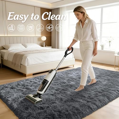 OLANLY 2x9 Machine Washable Runner Rugs for Hallway, Soft Fluffy Shaggy Bedside Rugs for Bedroom, Living Room, Indoor Floor Carpet for Kids Girls and Boys, Nursery Rooms, Home Decor Aesthetic, Grey - Image 7