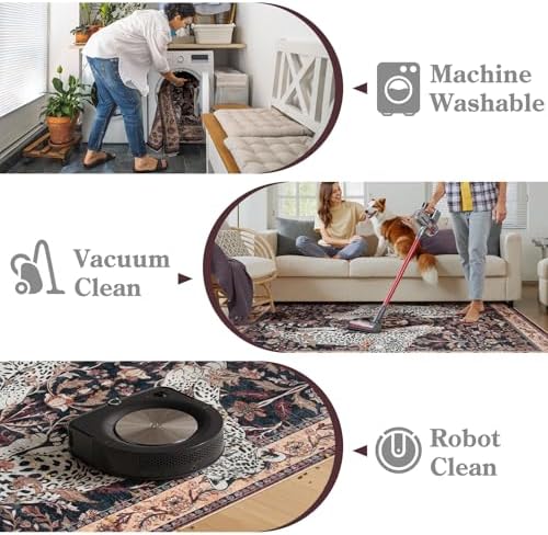 Moynesa Leopard Washable Area Rugs for Living Room, 5x7 Vintage Soft Rug for Bedroom, Non Slip Boho Ultra Thin Large Stain Resistant Throw Rug for Dining Guest Room, Puce Red - Image 5
