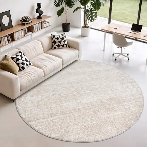 Valenrug Round Rugs 6ft, Circle Washable Area Rugs for Living Room, Beige by Valenrug