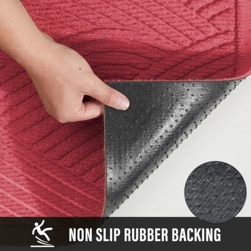 HIYARD Sturdy Front Door Mat, Absorbent Muddy Dirt Resist Welcome Door Mats Outdoor Indoor, Stain and Fade Resistant, Non-Slip Backing Entry Mat Low Profile Doormat for Entryway, 36×24, Pink - Image 3