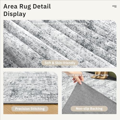 Soalmost Washable Hallway Runner Rug 3x18 Kitchen Entry Rugs Non-Slip, Grey - Image 6