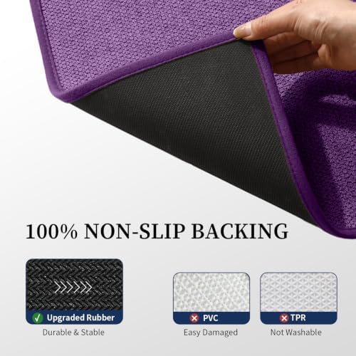 YIHOUSE Purple Bathroom Rugs Sets 5 Piece, Quick Dry Thin Bath Mat with Toilet Rug - Non Slip Absorbent Machine Washable - Bath Runner Rugs for Bathtub Sink Home Decor - Image 5
