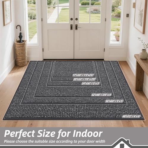 BEQHAUSE Dirt Trapper Door Mat 36"x60", Non-Slip Washable Doormat, Charcoal - Image 2