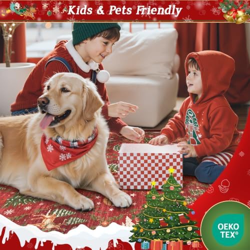 Madane Christmas Runner Rugs for Hallway 2x12, Red Washable Kitchen Rug - Image 7