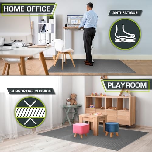 ProsourceFit Exercise Puzzle Mat 1/2-inch, EVA Interlocking Foam Floor Tiles for Home Gym, Workout Equipment, Kids Play Areas, Gray, 72 SQ FT - 18 Tiles - Image 4